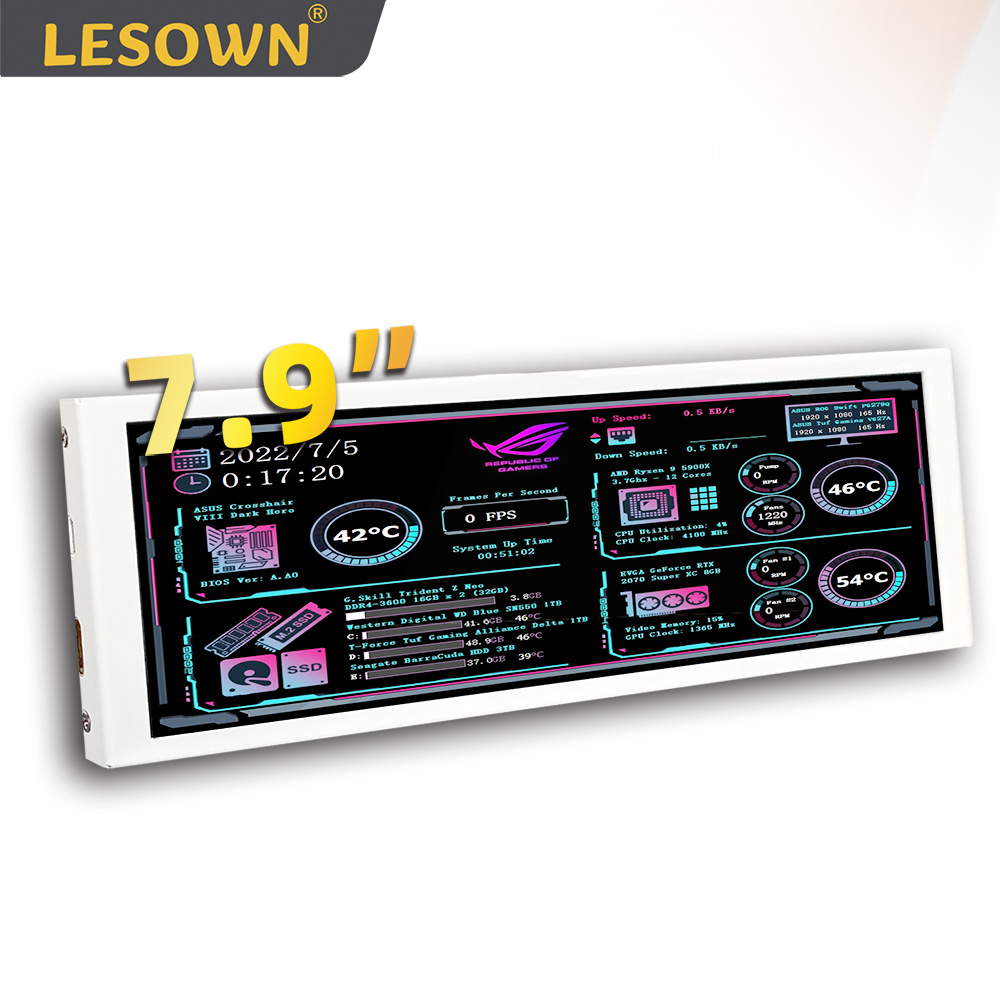 Pi 4 Case - Мини-монитор LESOWN Bar Display 7.9 дюйма,